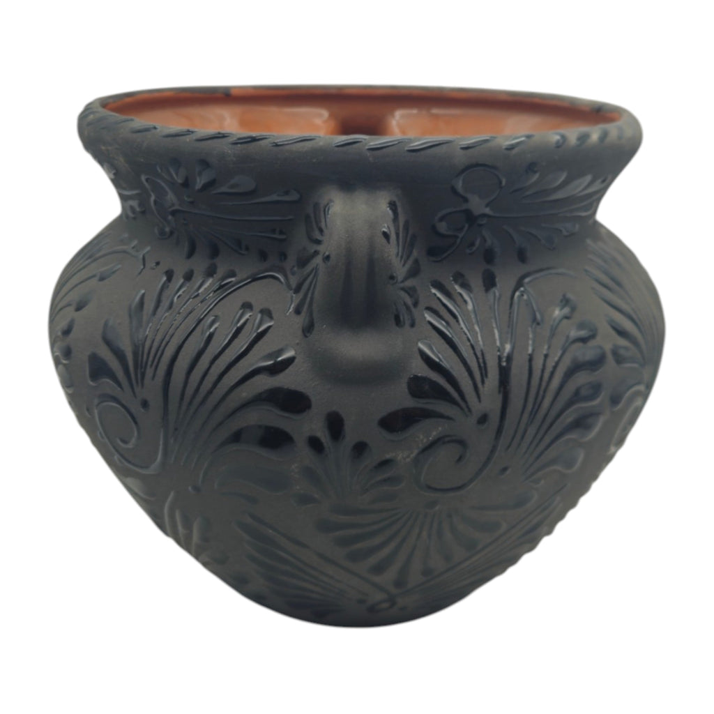 Talavera Floral Pot | Handmade Black Design