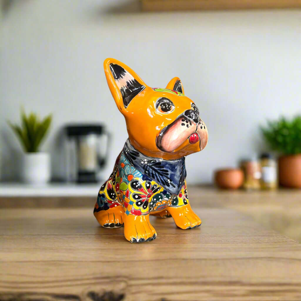 Talavera French Bulldog | Handmade Mexican Frenchie Statue