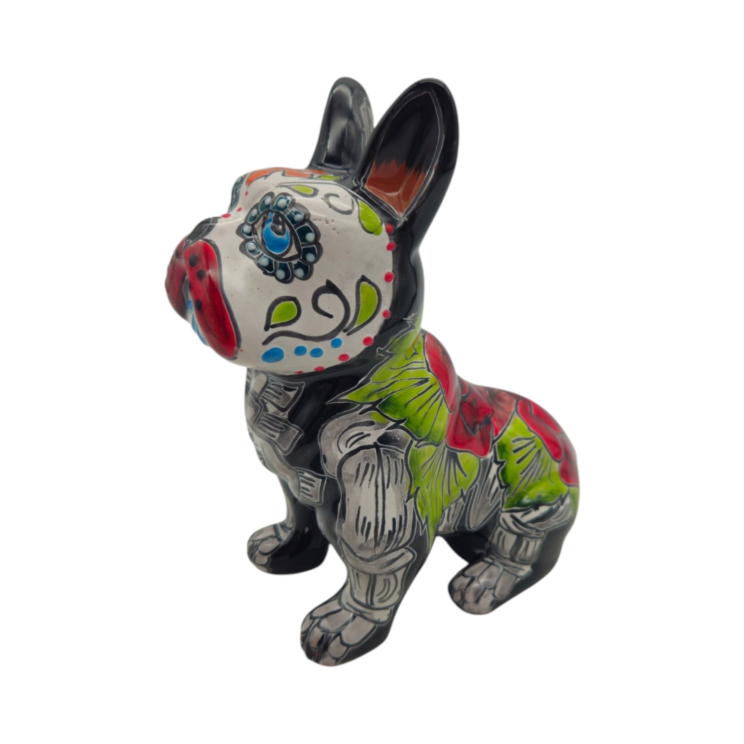 Talavera French Bulldog Statue | Day of the Dead Design