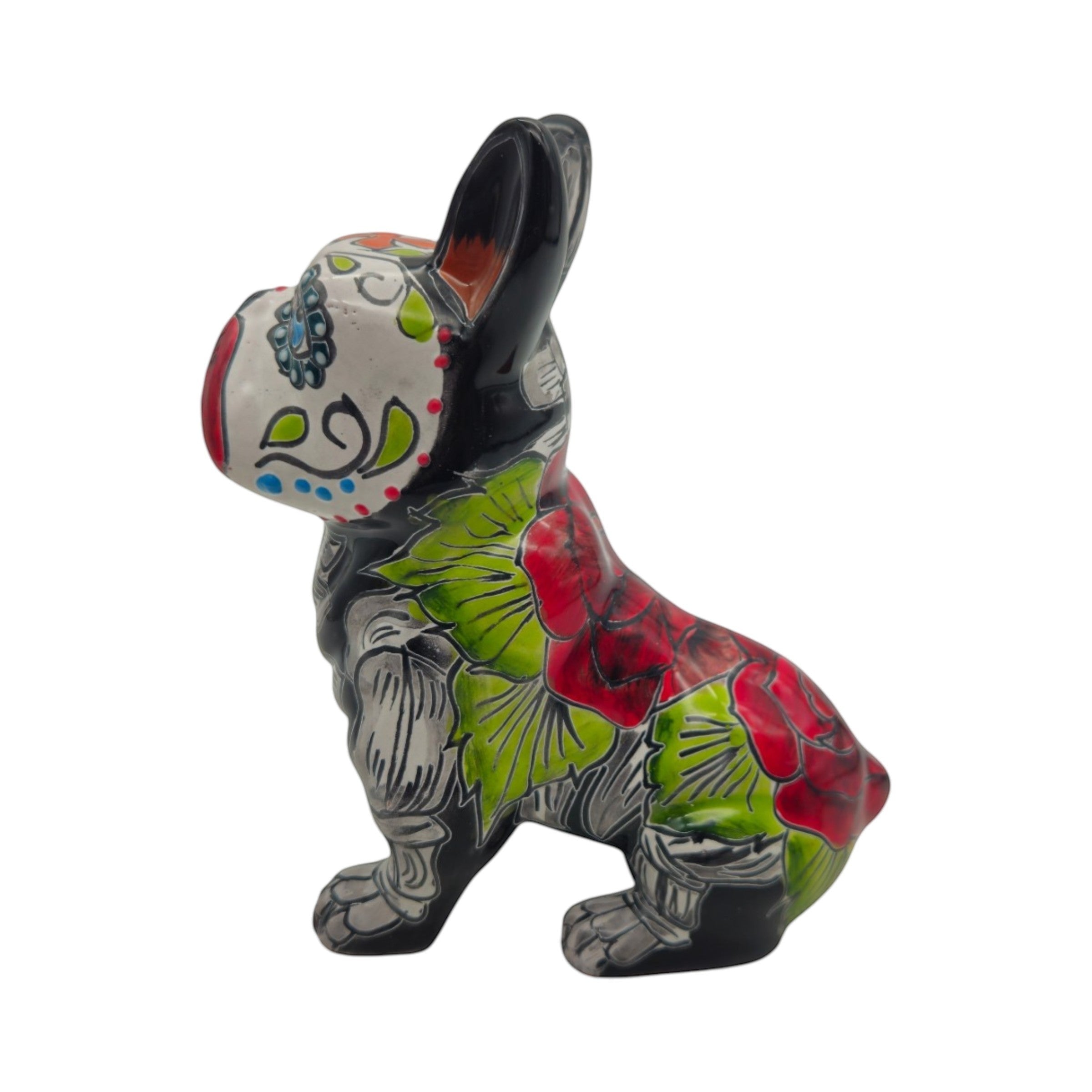 Talavera French Bulldog Statue | Day of the Dead Design