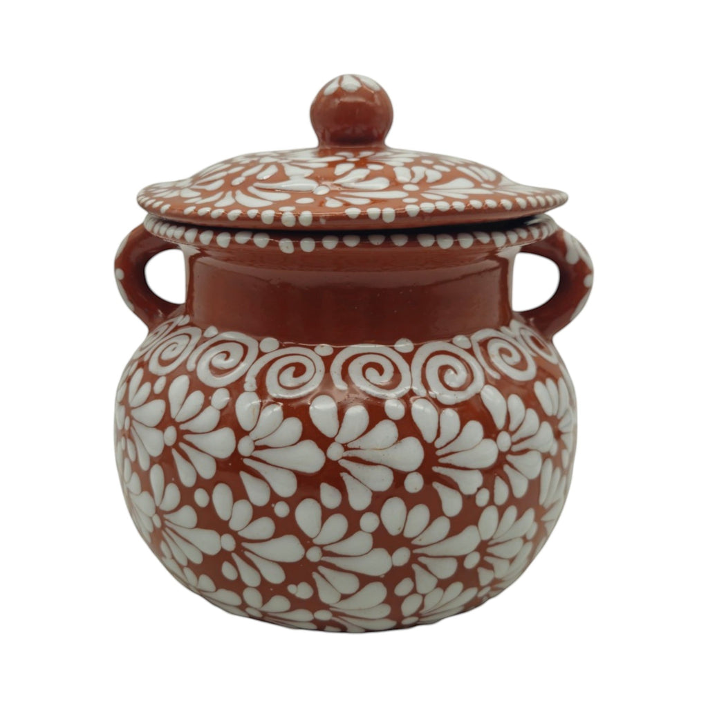 Talavera Frijolero Bean Pot with Lid | Fully Glazed Floral Design
