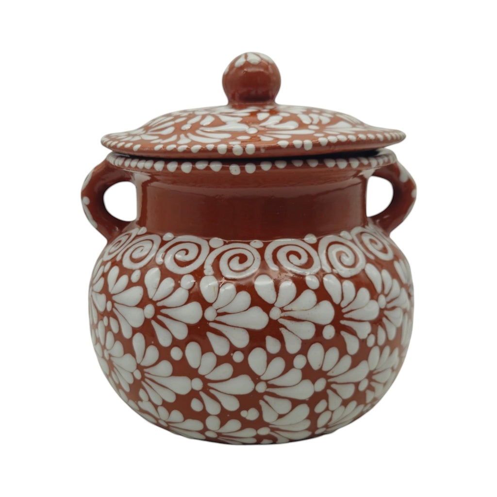 Talavera Frijolero Bean Pot with Lid | Fully Glazed Floral Design