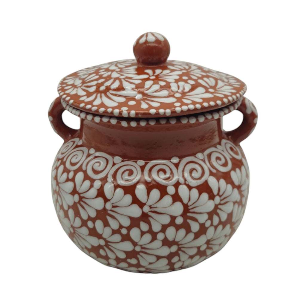 Talavera Frijolero Bean Pot with Lid | Fully Glazed Floral Design
