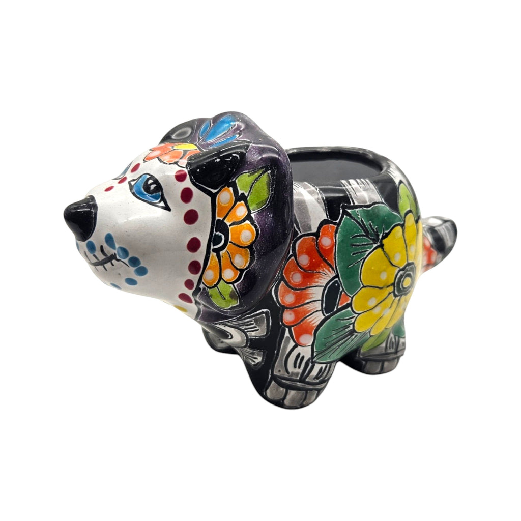 Talavera Triceratops Planter | Day of the Dead Dinosaur