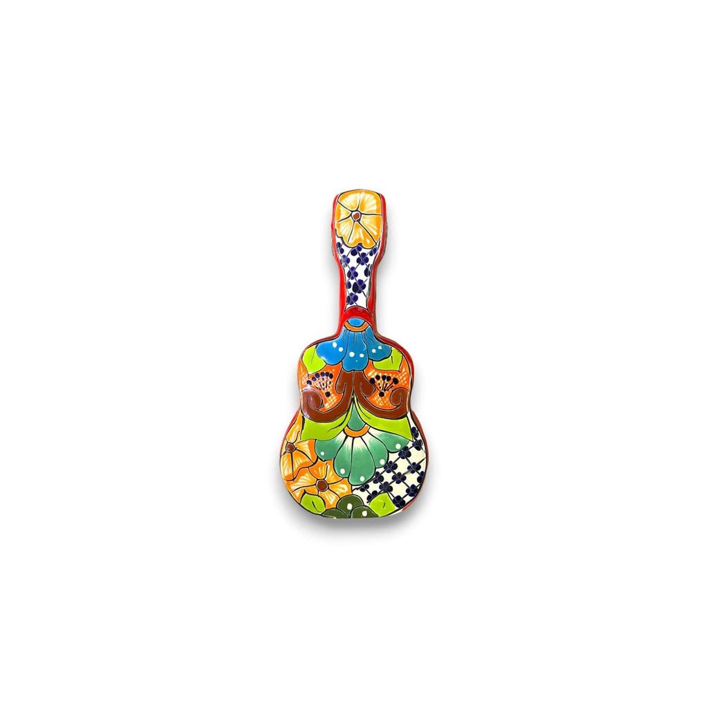 Talavera Guitar Statue | Hand-Painted Mexican Folk Art Decor