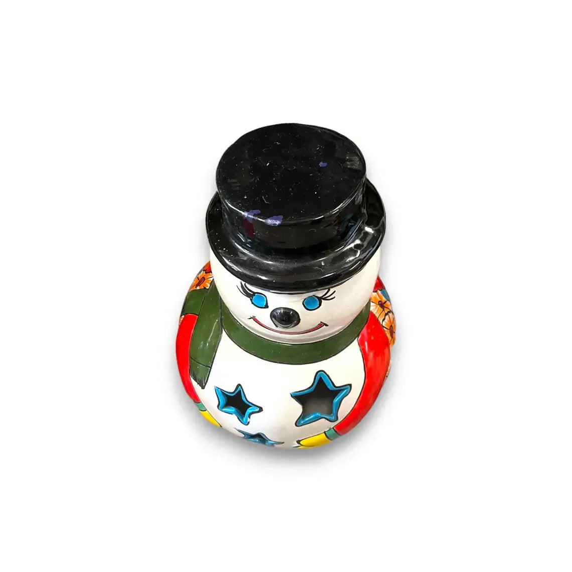 Talavera Snowman Figurine | Festive Hand-Painted Holiday Art