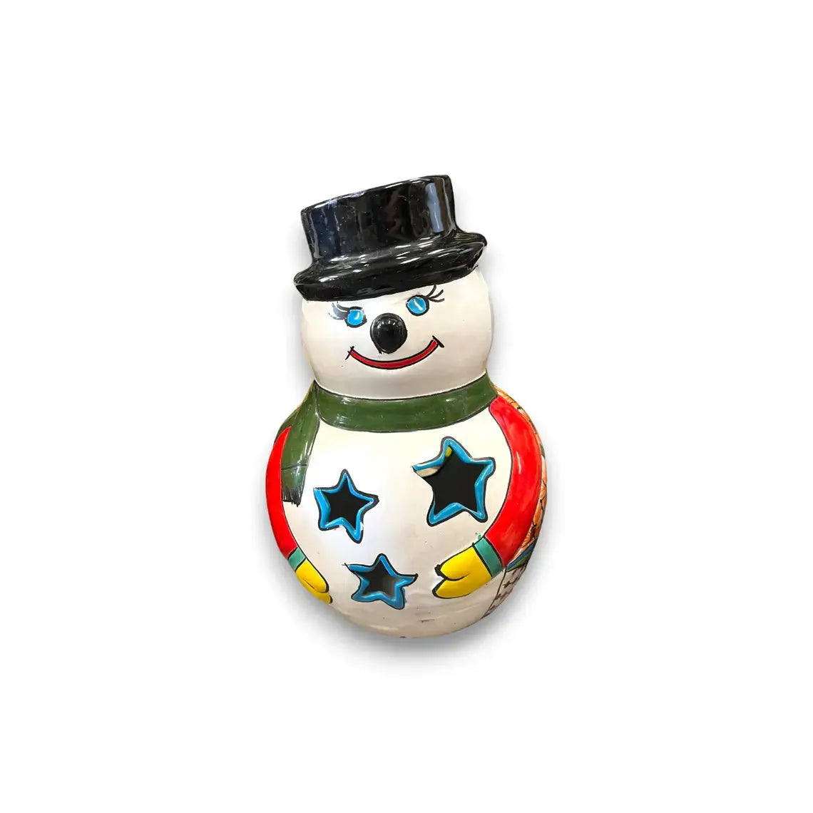 Talavera Snowman Figurine | Festive Hand-Painted Holiday Art