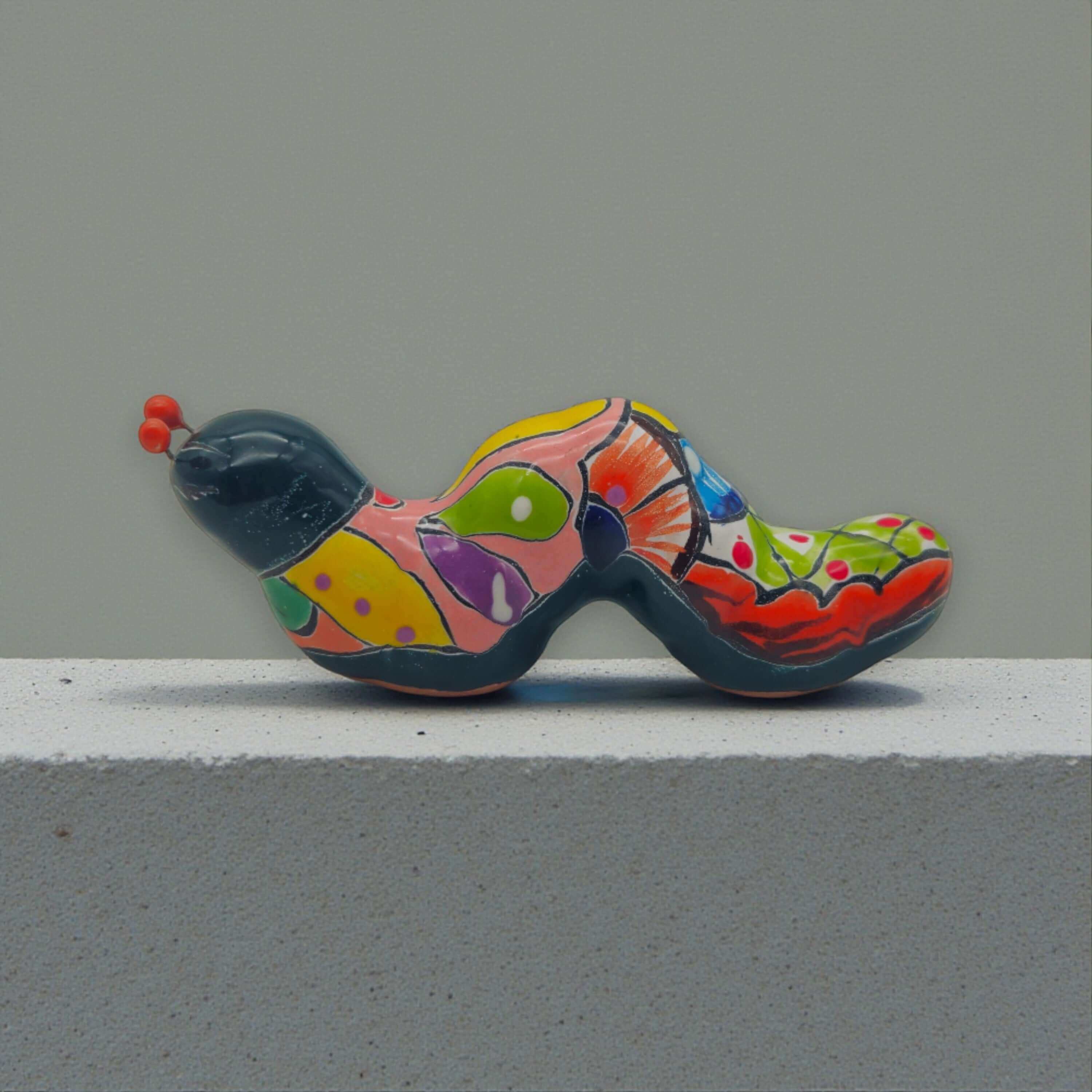 Talavera Caterpillar Art | Handmade Mexican Ceramic Figurine