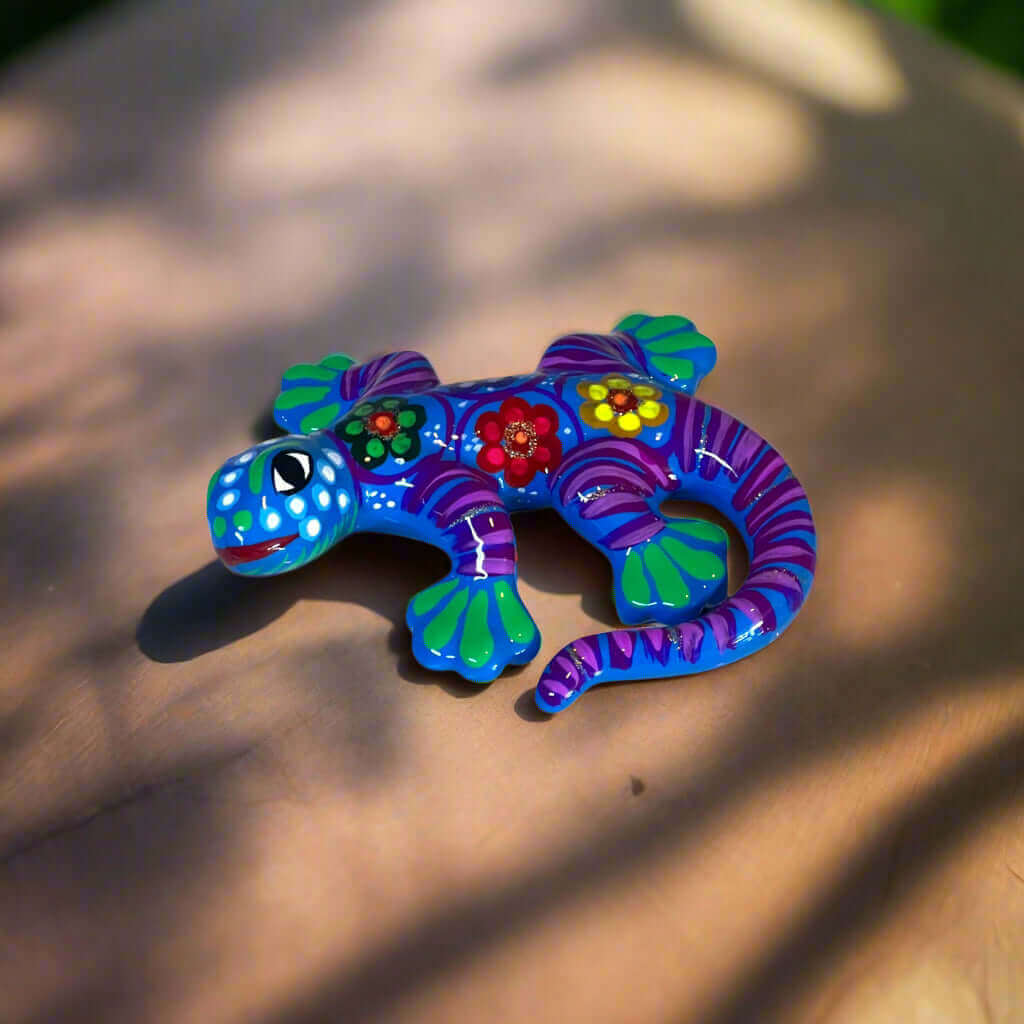 Talavera Lizard Figurine | Mexican Handmade Wall Decor