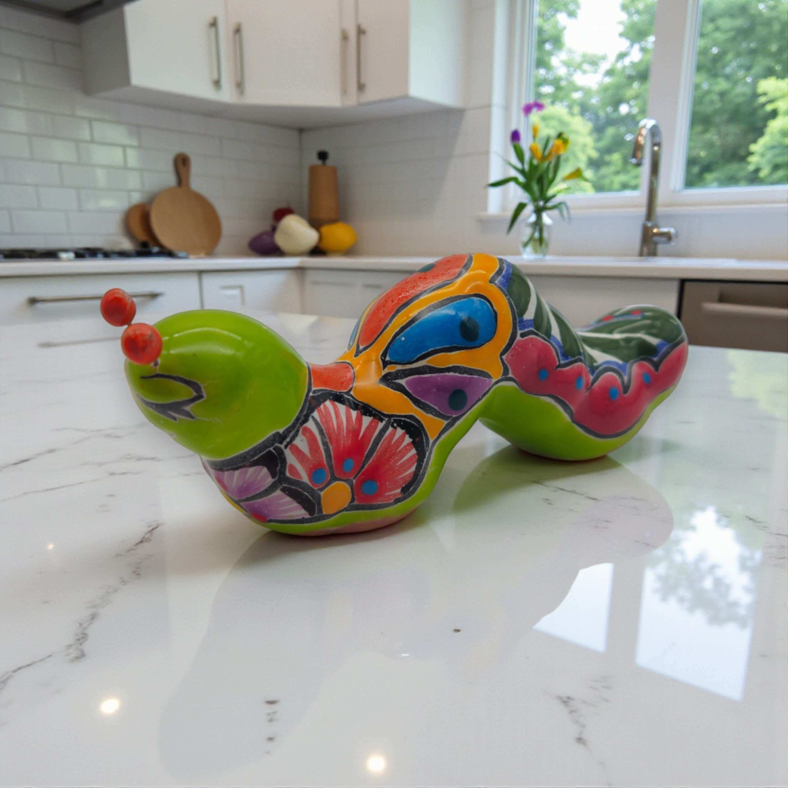 Talavera Caterpillar Art | Handmade Mexican Ceramic Figurine