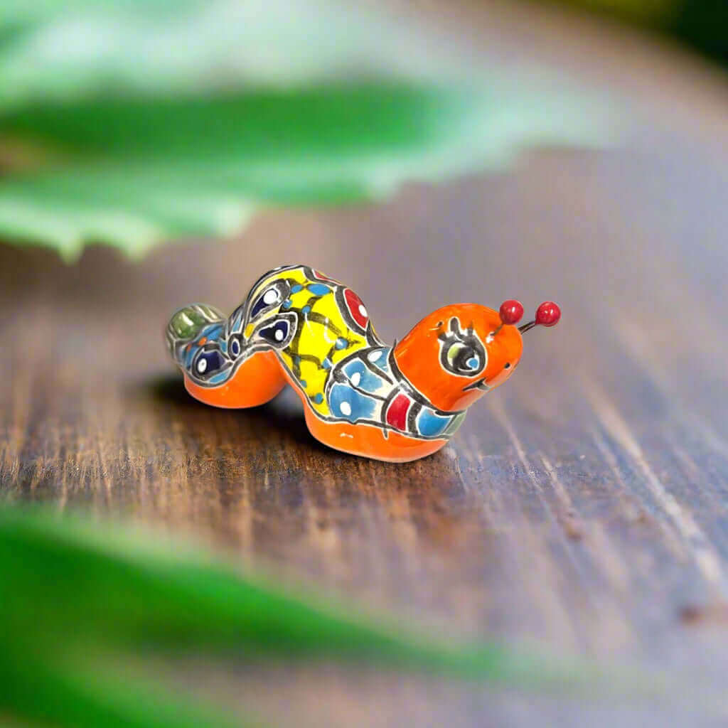Talavera Caterpillar Art | Handmade Mexican Ceramic Figurine