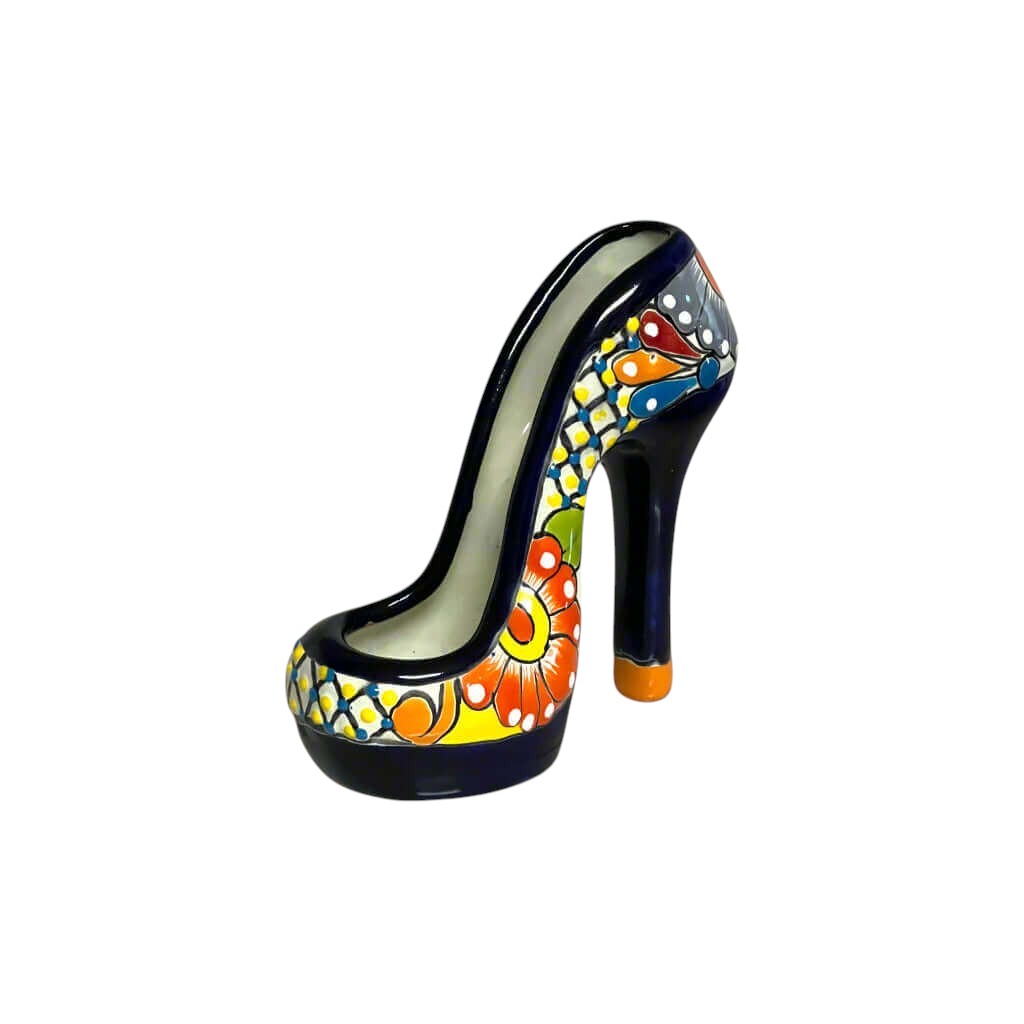 Talavera High Heel Statue | Colorful Handmade Mexican Decor