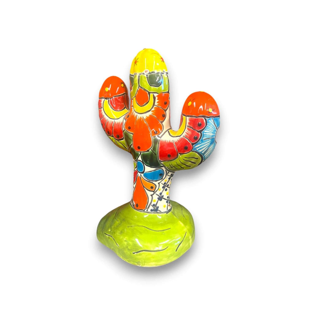 Colorful Talavera Cactus Sculpture | Mexican Ceramic Decor