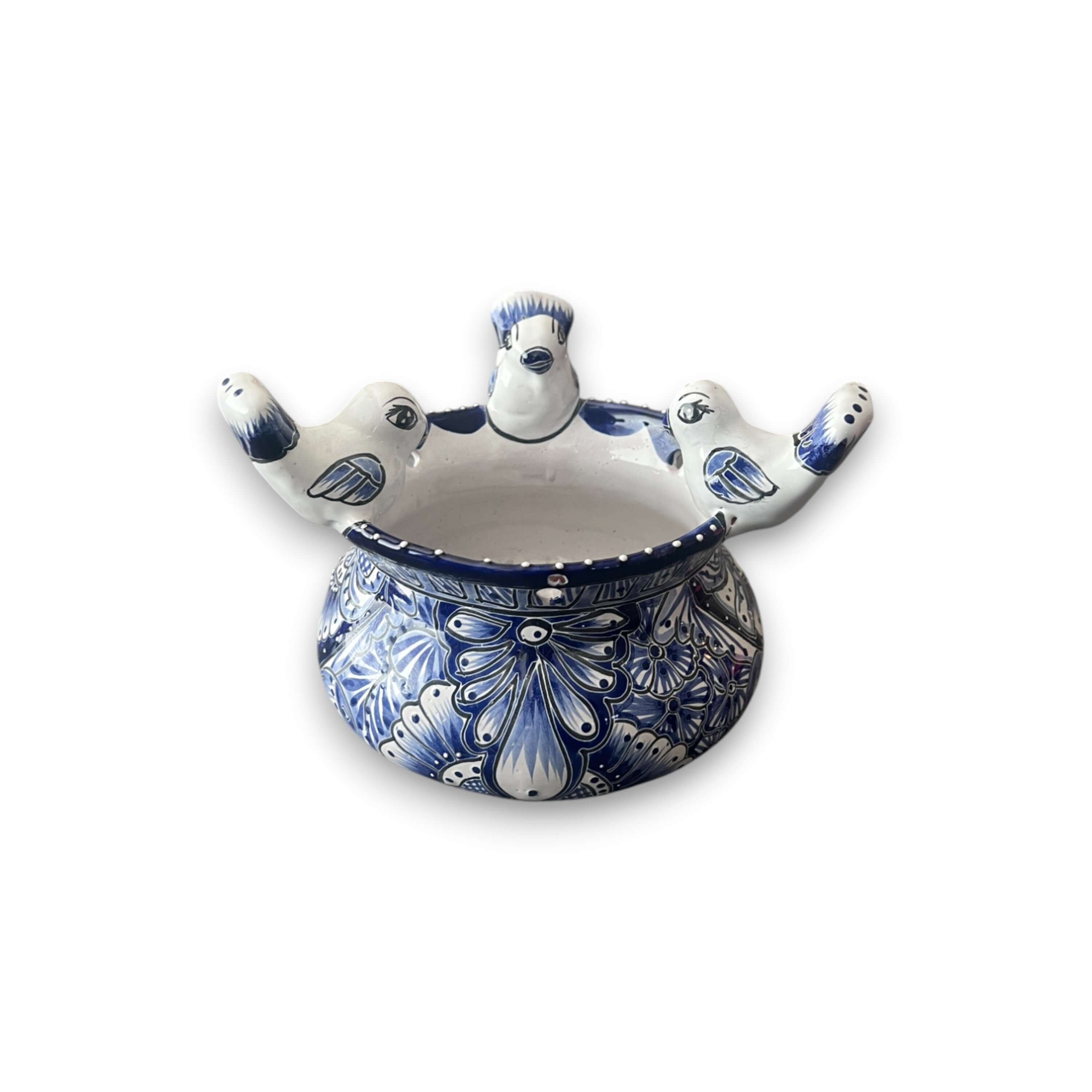 Small Talavera Hanging Planter with Birds | Handmade Ceramic Pot