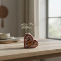 Talavera Heart Vase | Brown & White Butterfly Design