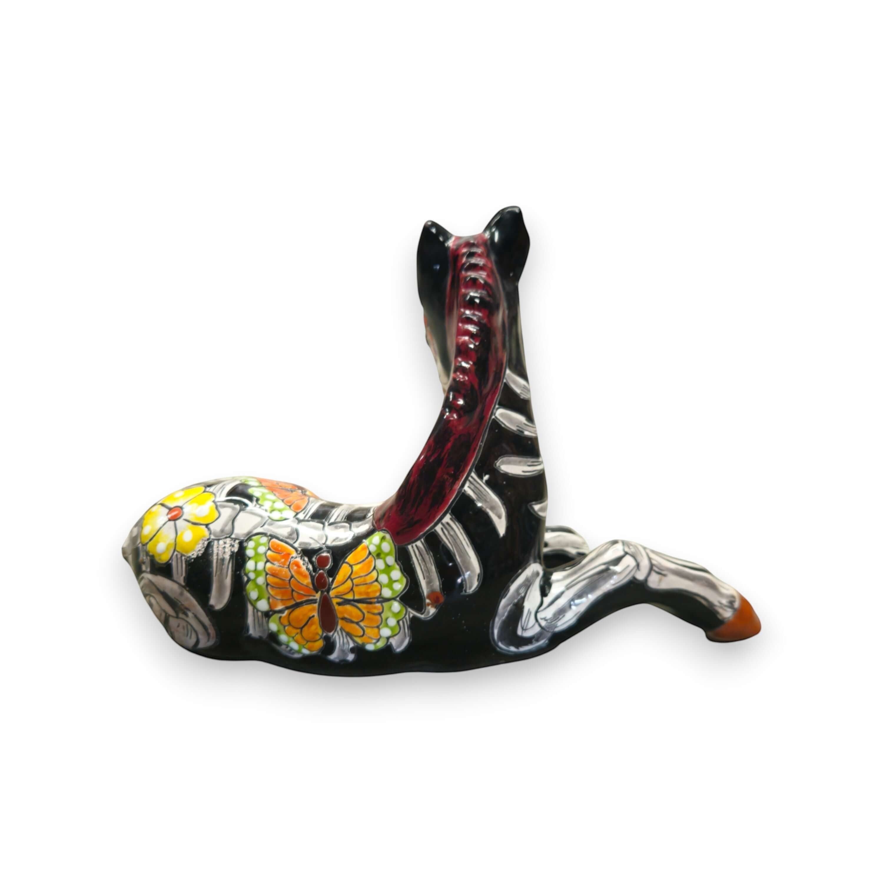 Talavera Horse Figurine | Day of the Dead Skeleton Design