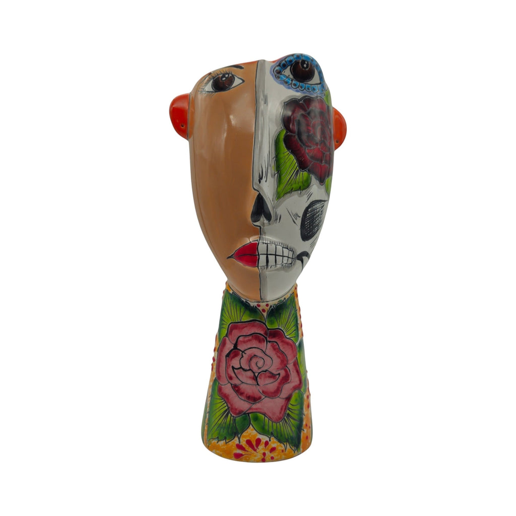 Talavera Lady Planter | Day of the Dead Face Design