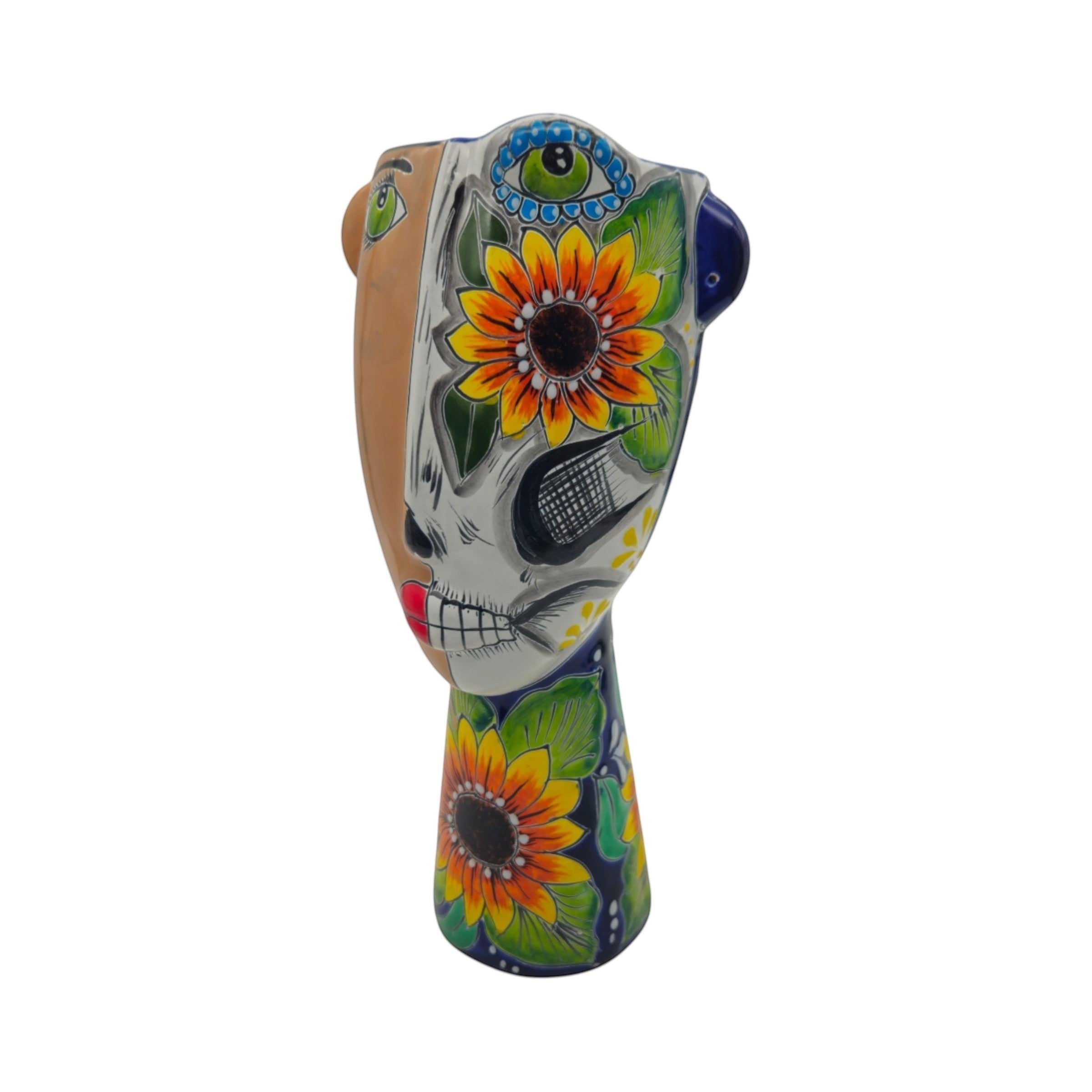 Talavera Lady Planter | Day of the Dead Face Design