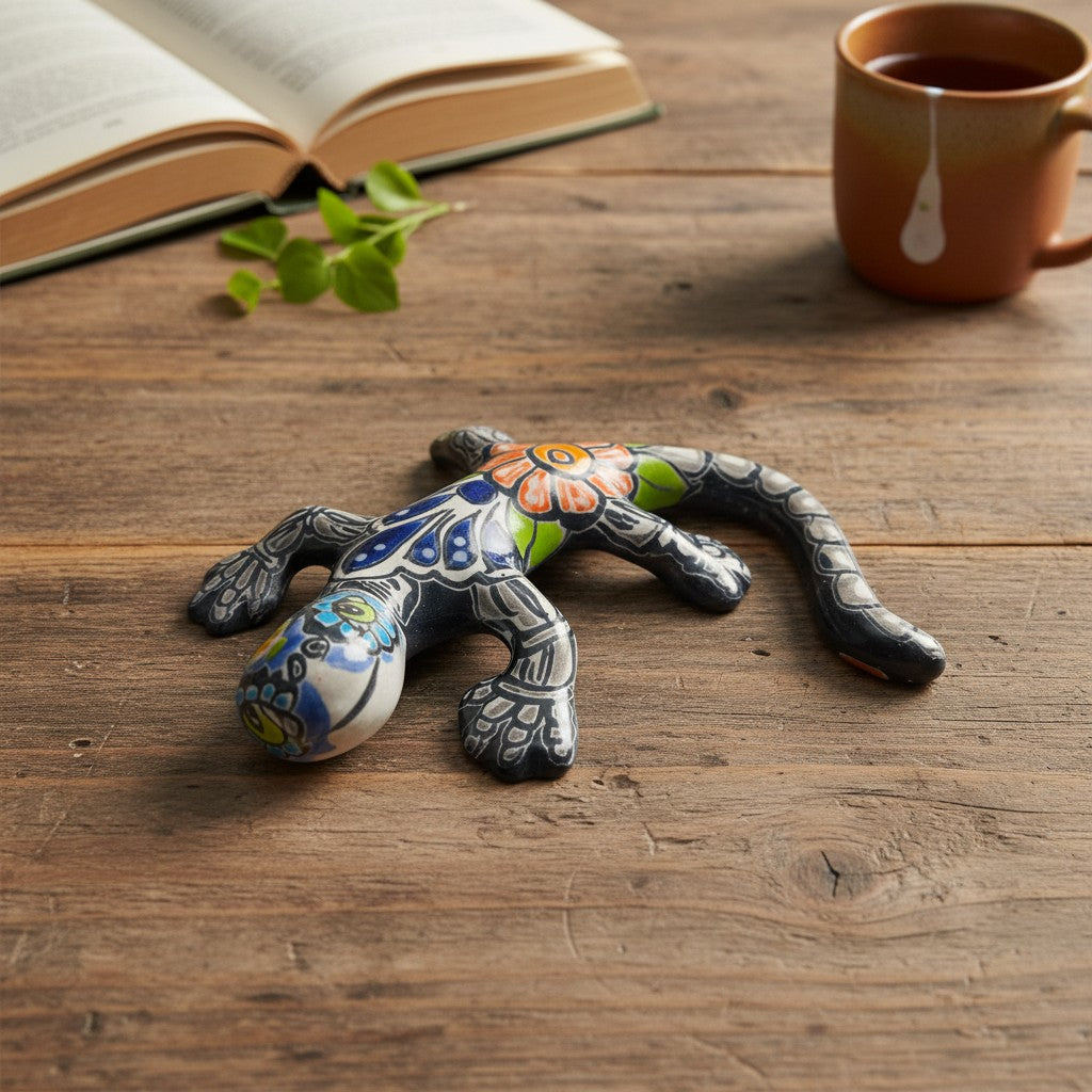 Talavera Lizard Figurine | Day of the Dead Wall Decor