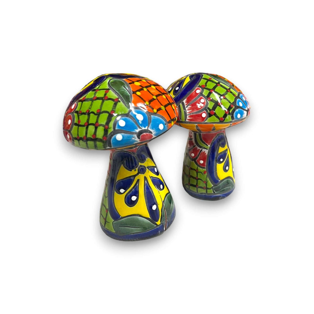Talavera Mushroom Trio | Colorful Hand-Painted Mexican Garden Decor
