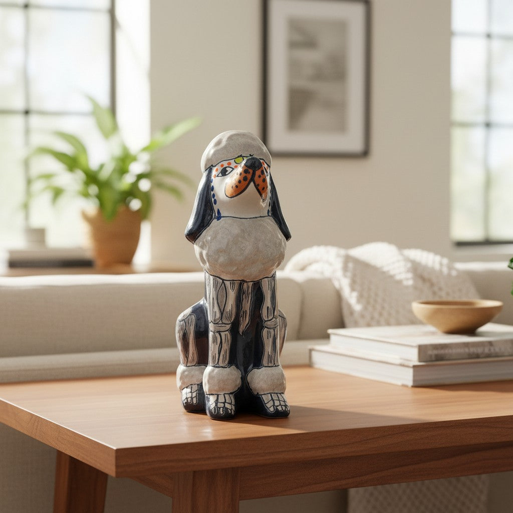 Talavera Poodle Statue | Day of the Dead Ceramic Art
