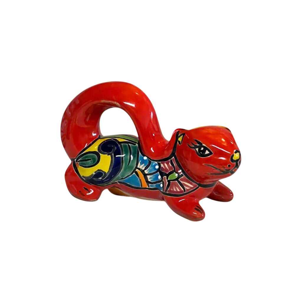 Talavera Squirrel Statue | Colorful Hand-Painted Mexican Figurine