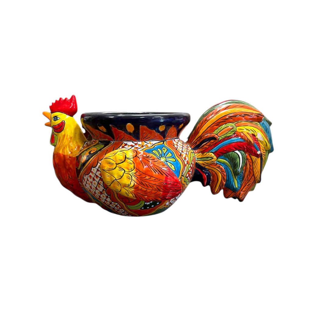 Talavera Rooster Planter | Handmade Colorful Mexican Ceramic Pot