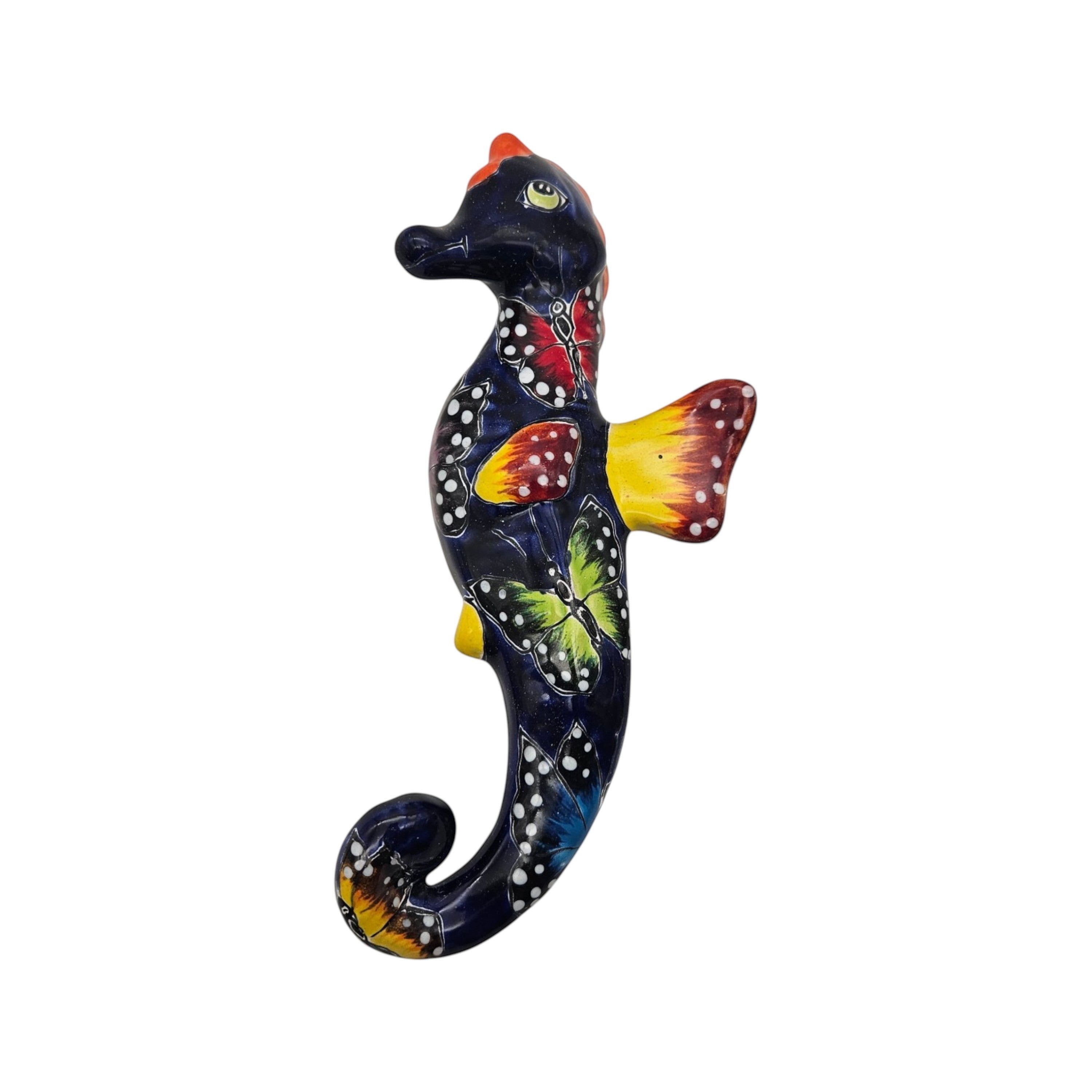 Talavera Seahorse Figurine | Hand-Painted Wall Art