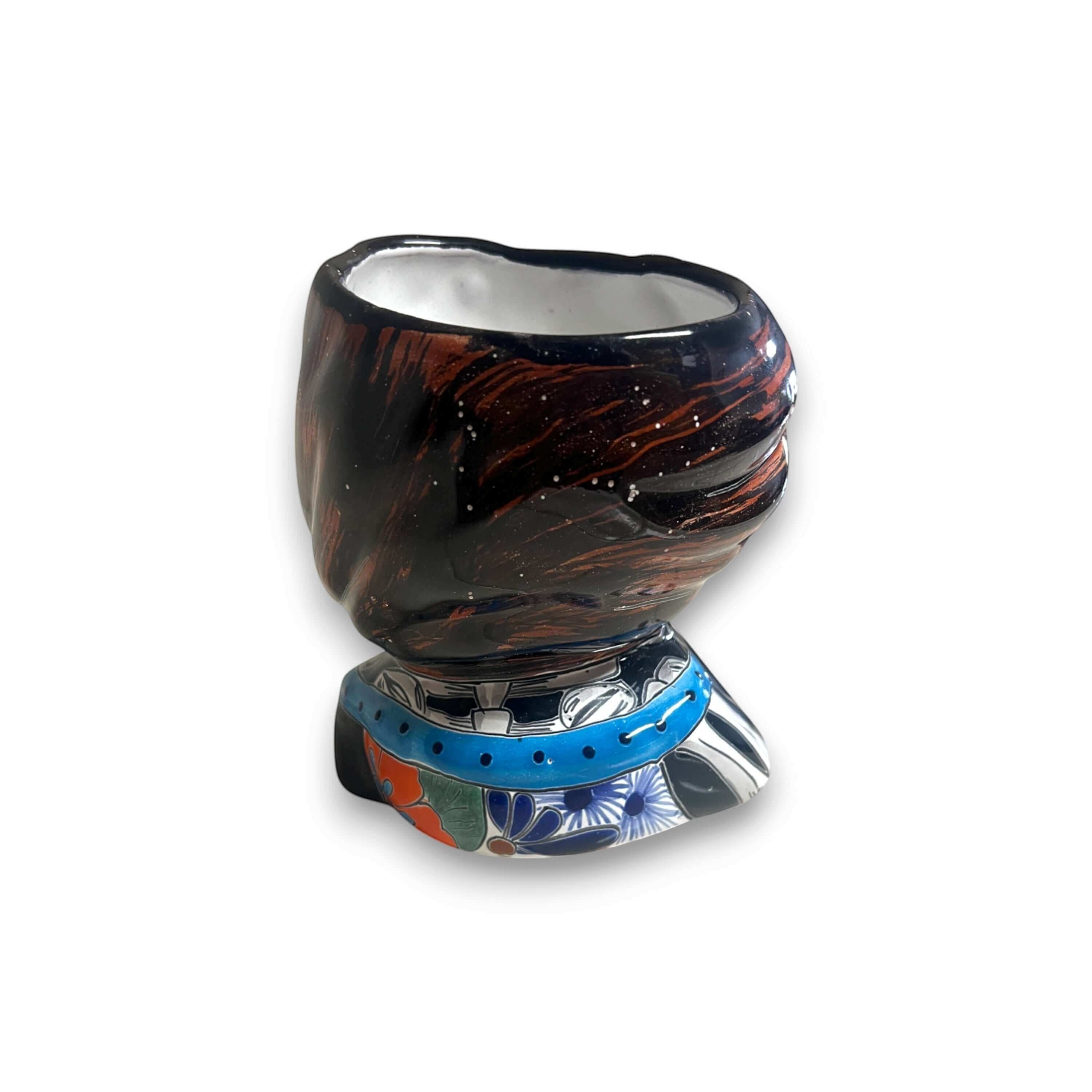 Talavera Skull Girl Planter | Hand-Painted Day of the Dead Pot