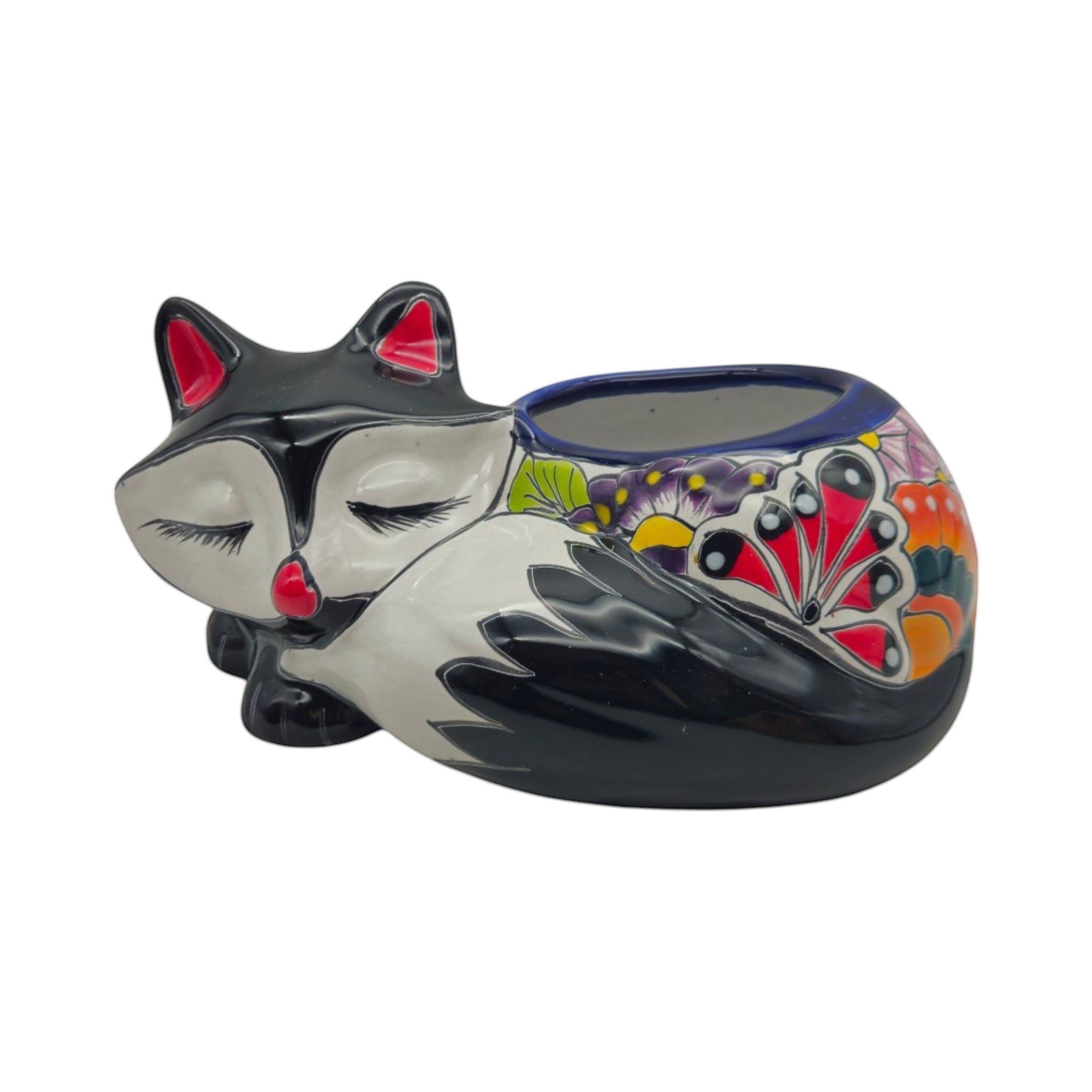 Talavera Sleeping Fox Planter | Hand-Painted Mexican Pottery