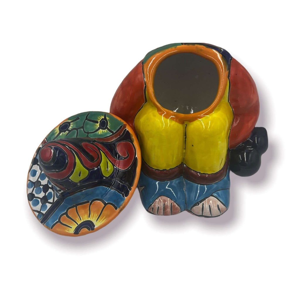 Talavera Canister with Lid | Sleeping Panchito Mexican Pottery Jar