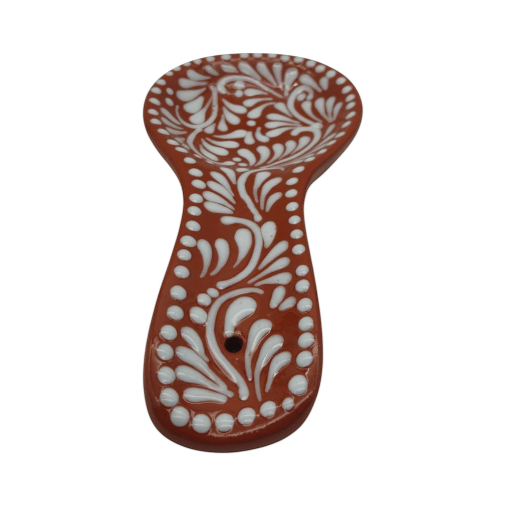 Talavera Spoon Rest | Brown & White Handcrafted Design