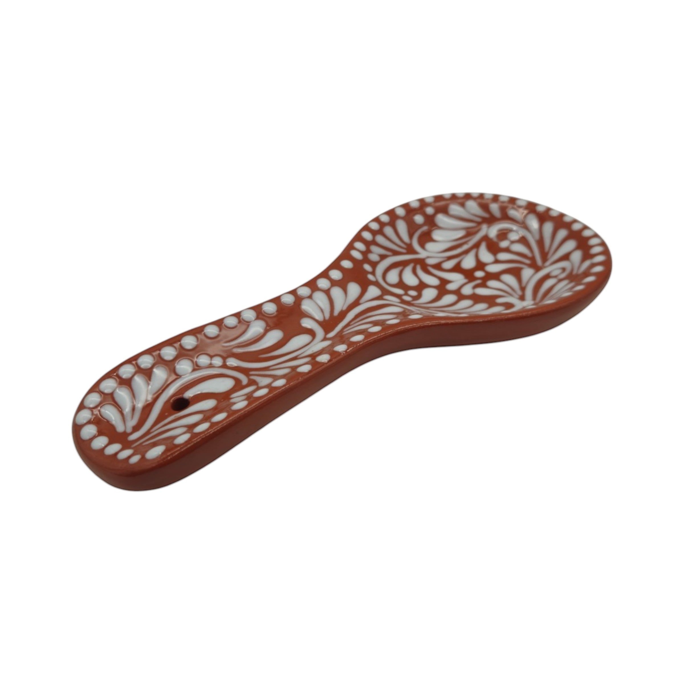Talavera Spoon Rest | Brown & White Handcrafted Design
