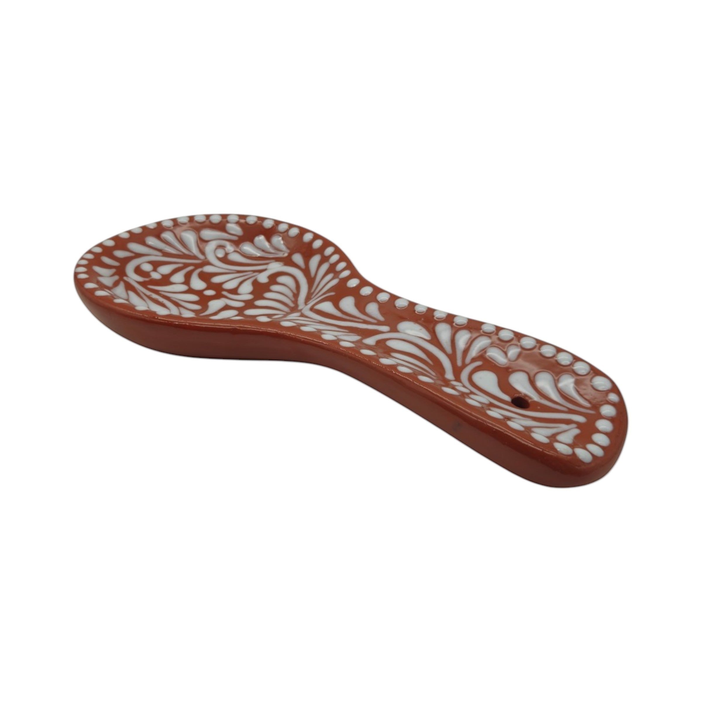 Talavera Spoon Rest | Brown & White Handcrafted Design