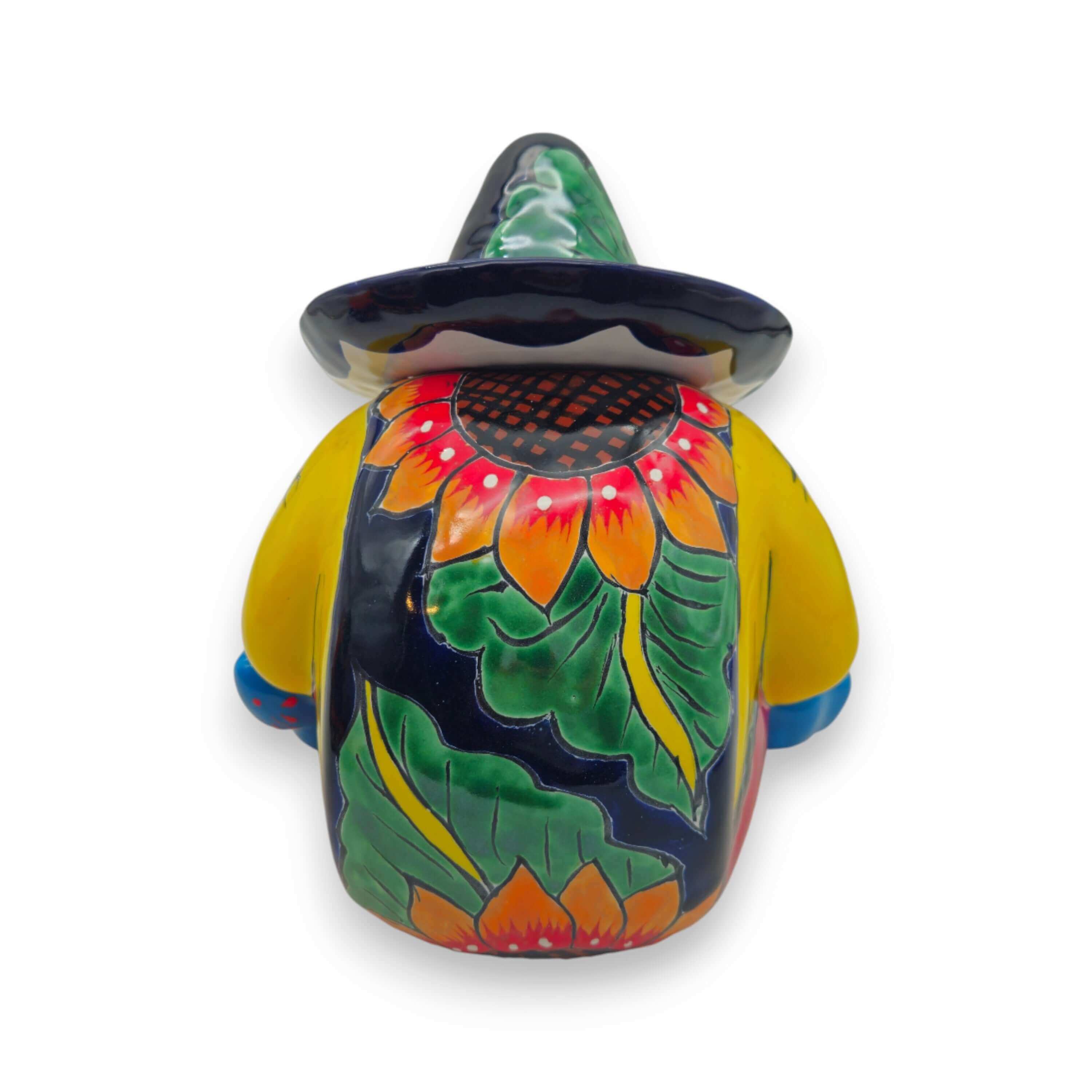 Talavera Sunflower Panchito Canister | Handmade Mexican Art