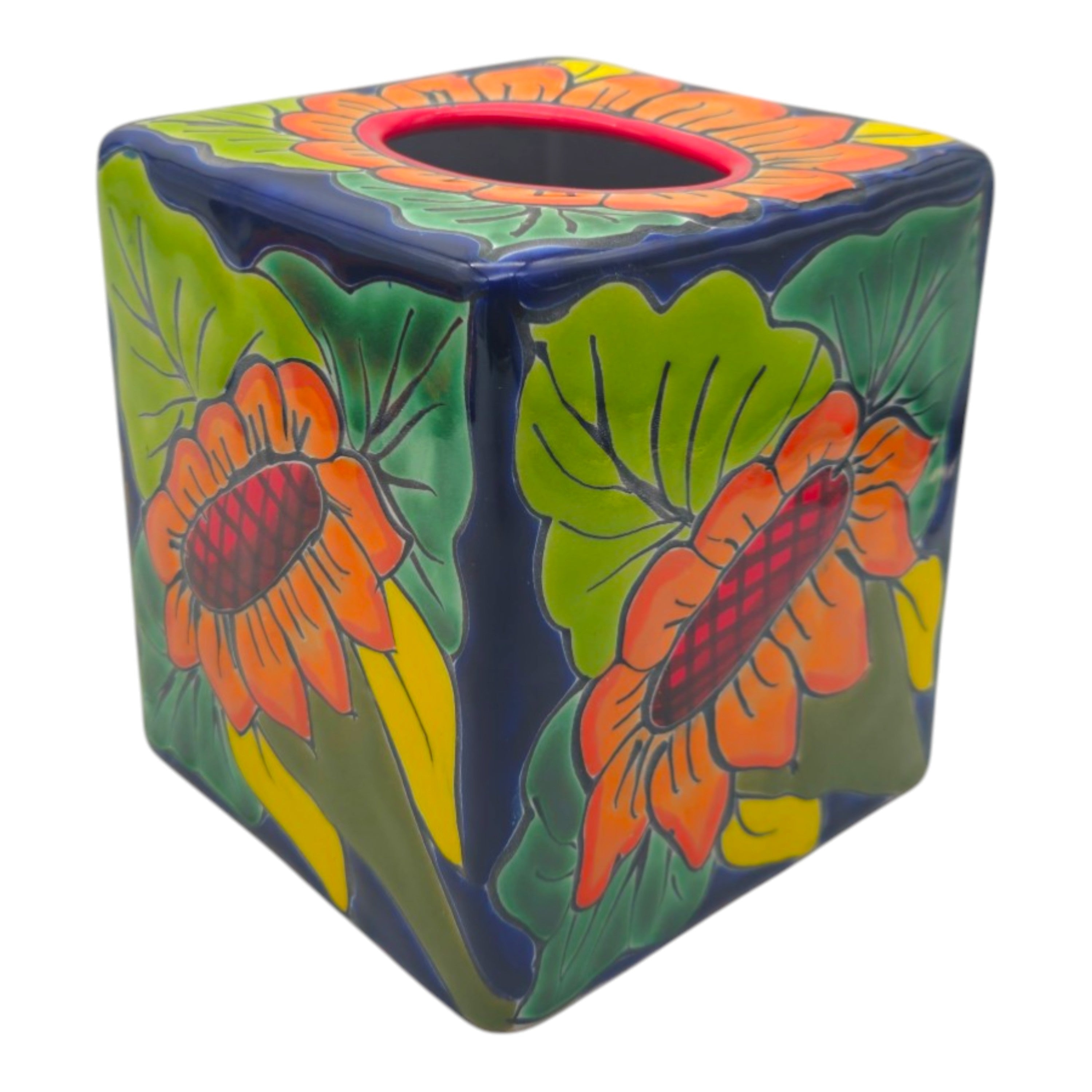 Talavera Sunflower Tissue Box | Hand-Painted Ceramic Decor