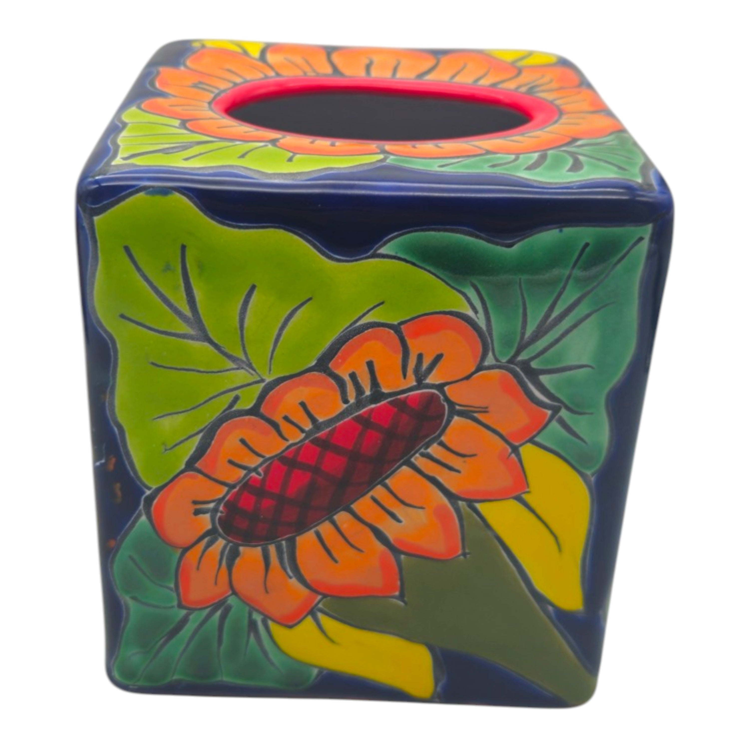 Talavera Sunflower Tissue Box | Hand-Painted Ceramic Decor