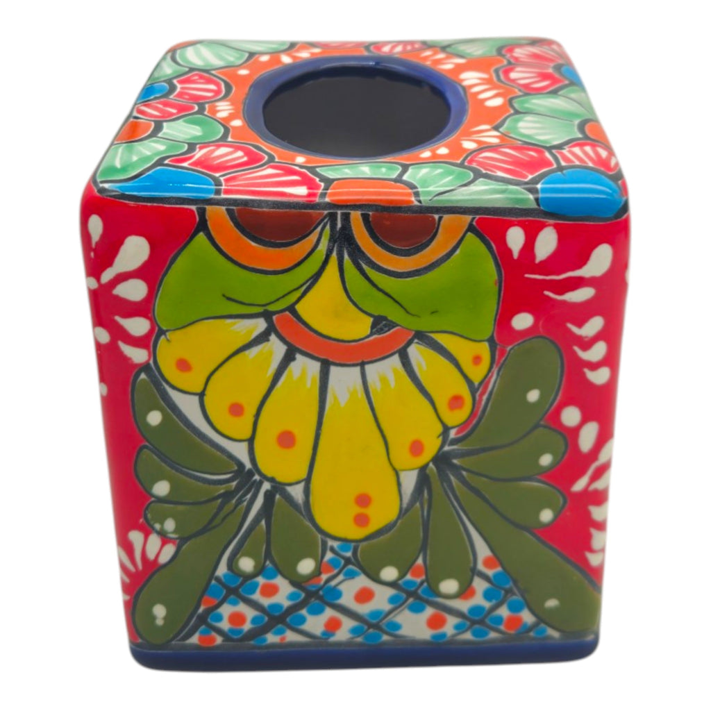 Talavera Tissue Holder | Multicolor Hand-Painted Accent