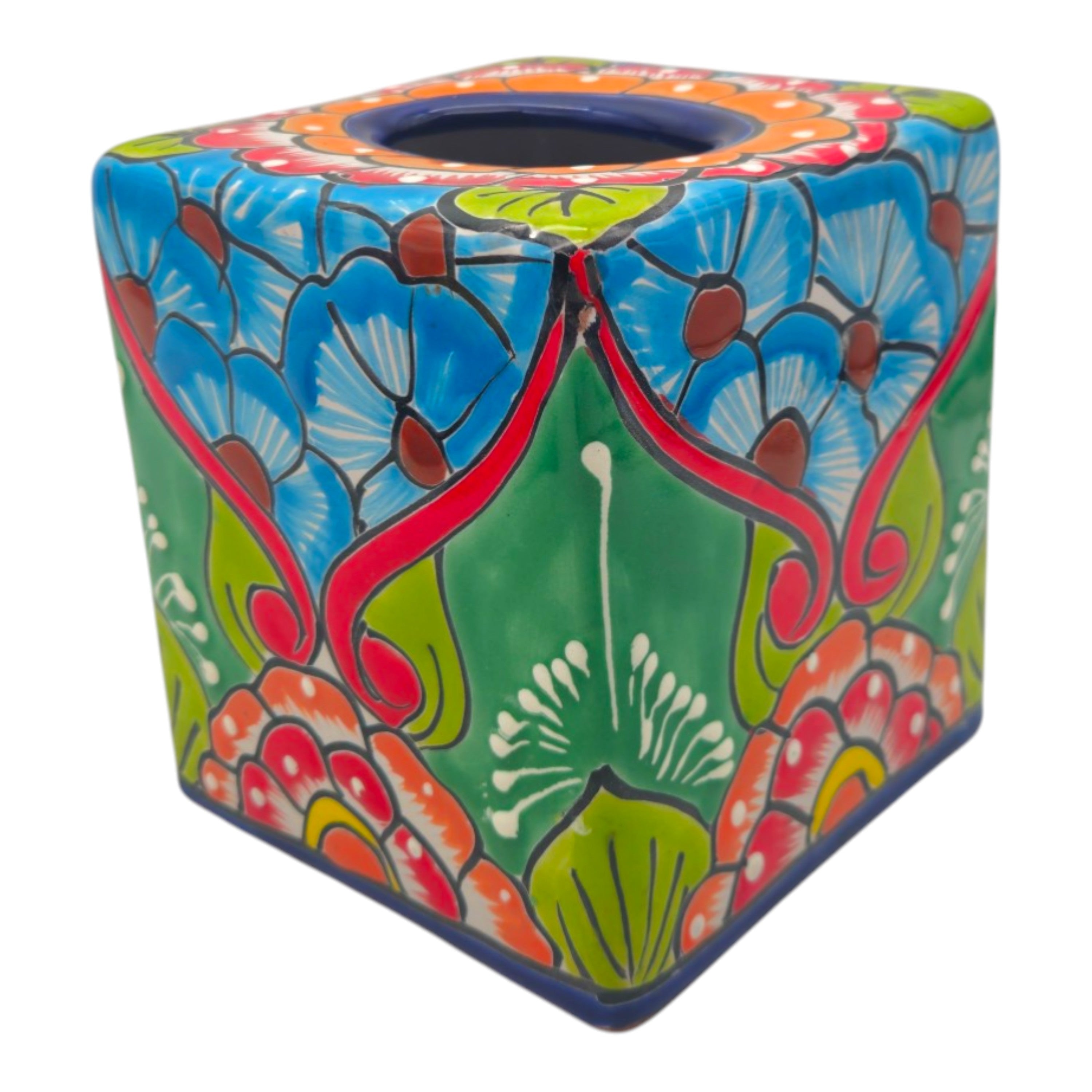 Talavera Tissue Holder | Multicolor Hand-Painted Accent