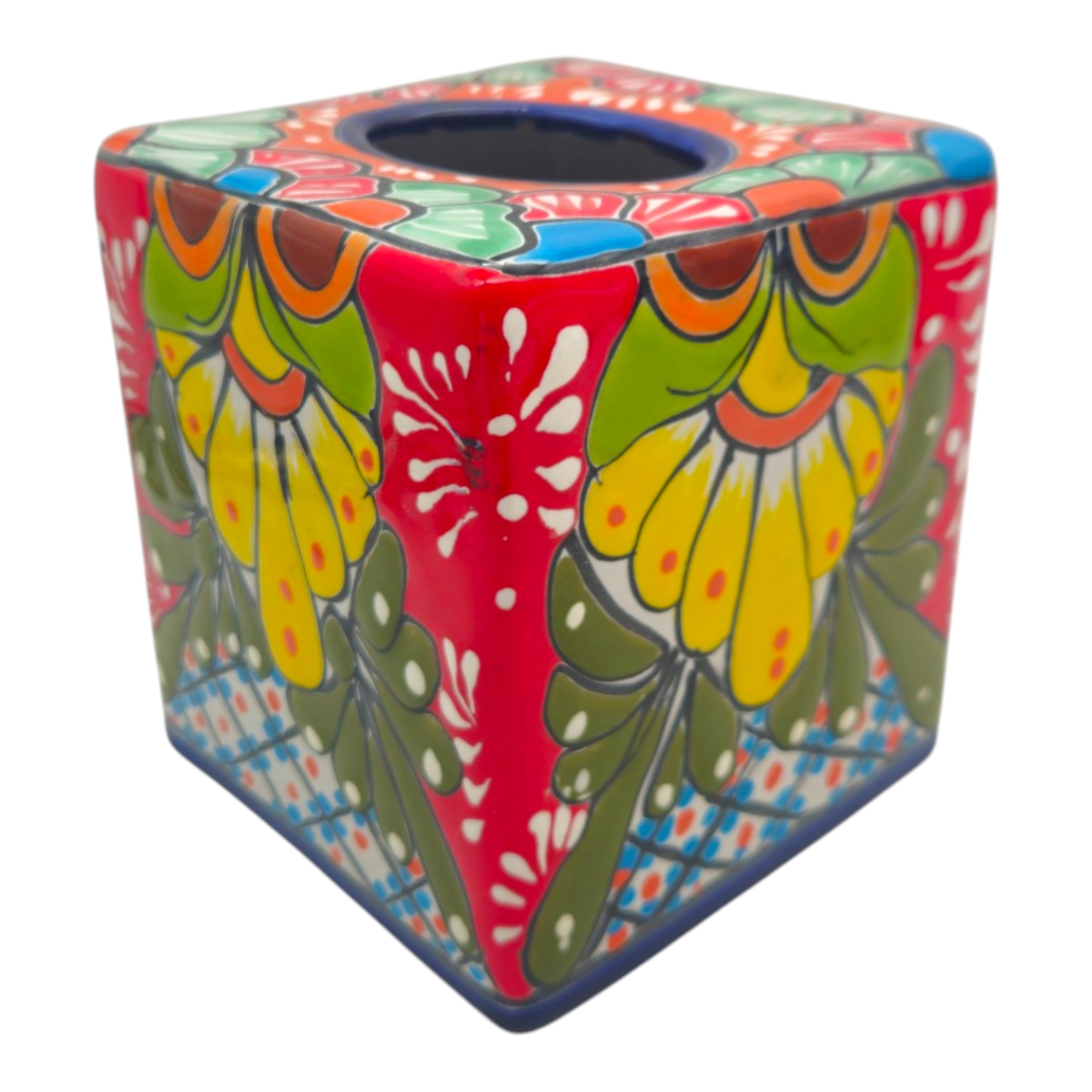 Talavera Tissue Holder | Multicolor Hand-Painted Accent