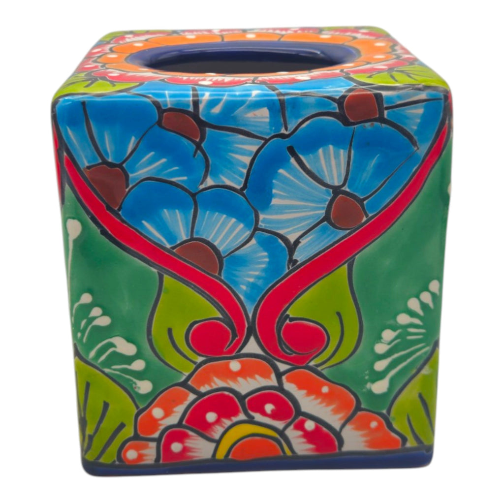 Talavera Tissue Holder | Multicolor Hand-Painted Accent