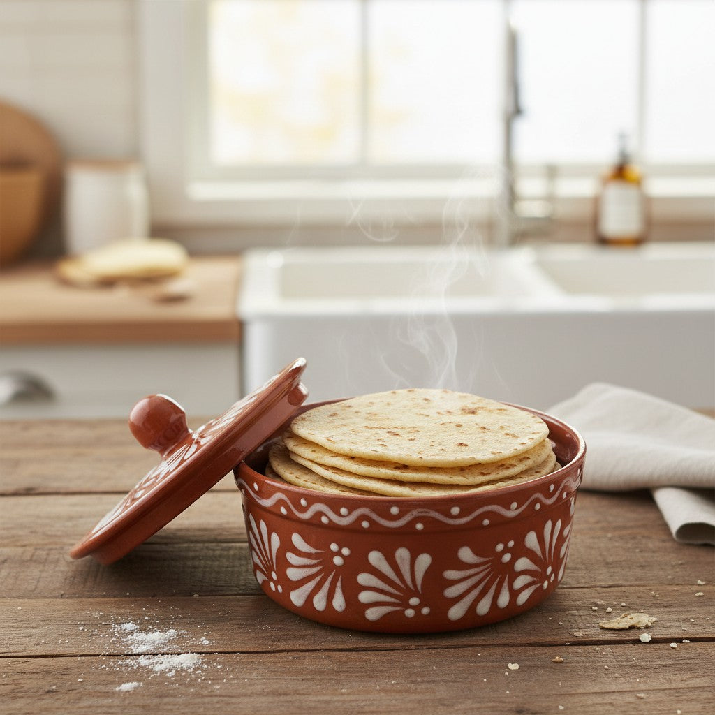 Talavera Tortilla Warmer | Glazed Terracotta Kitchenware