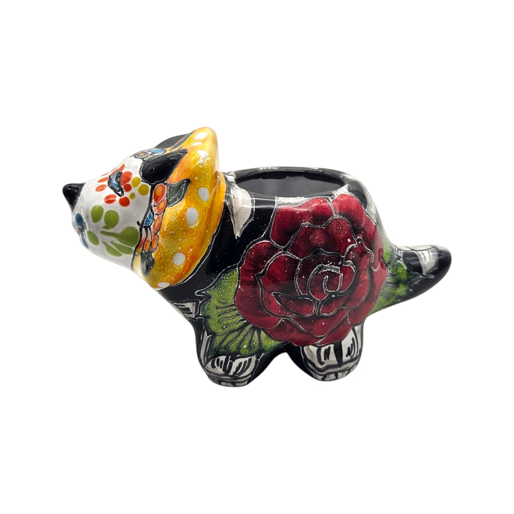 Talavera Triceratops Planter | Day of the Dead Dinosaur