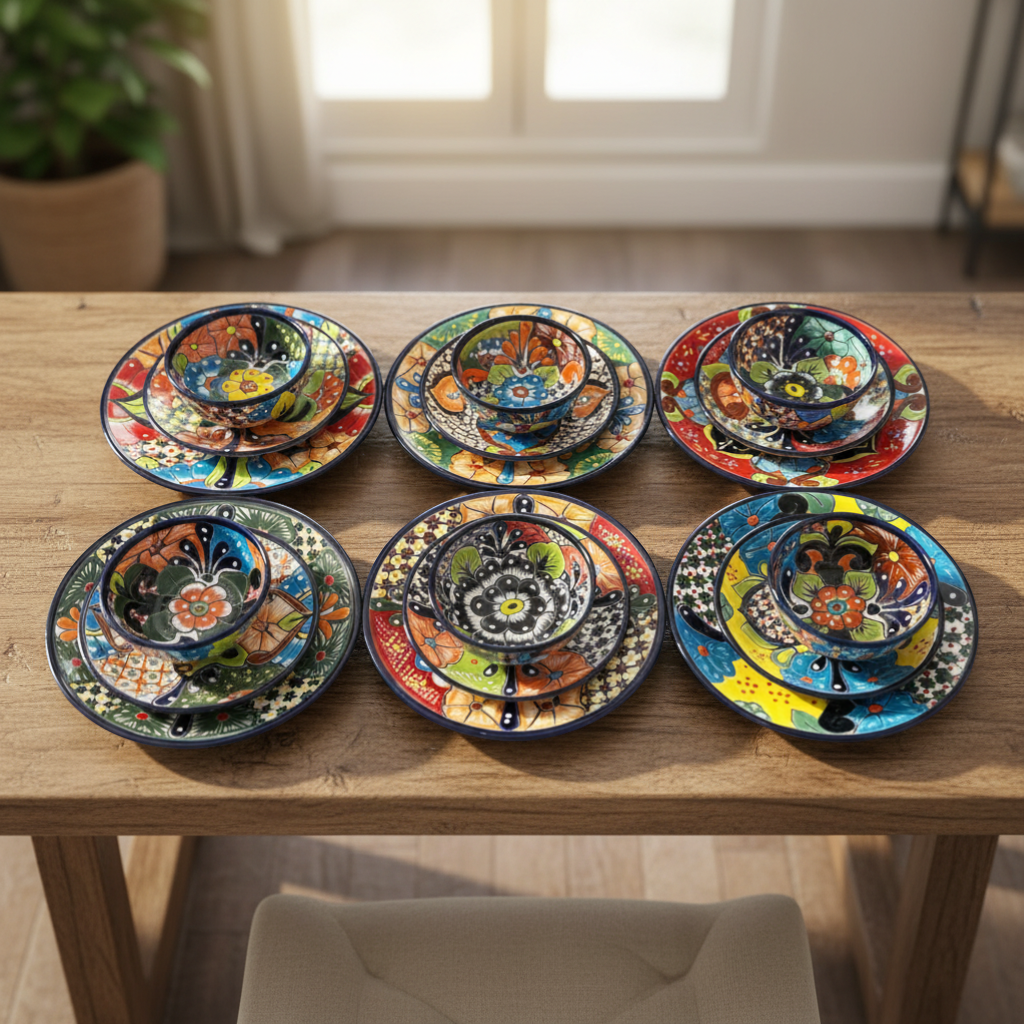 20-Piece Talavera Dinnerware Set | Floral Tableware for 6