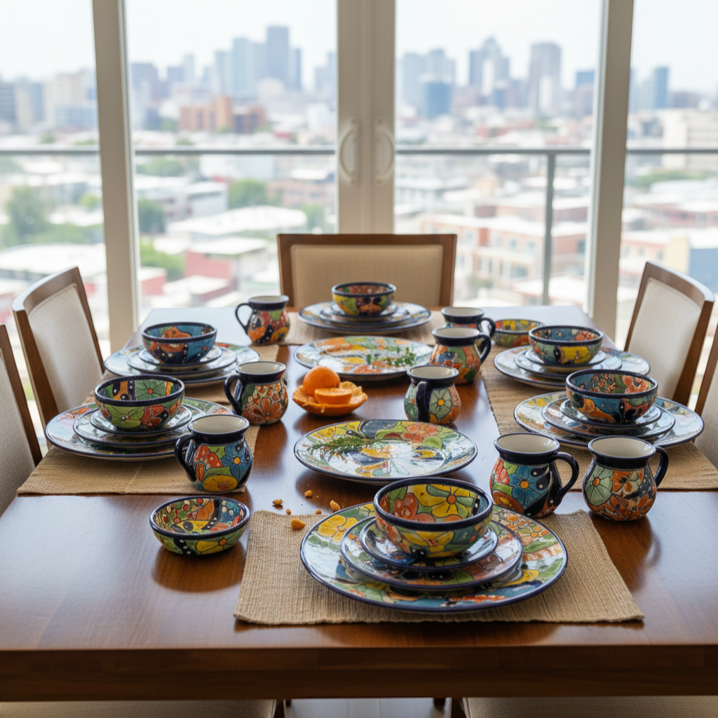 Talavera Dinnerware Set | 51-Piece Floral Tableware for 8