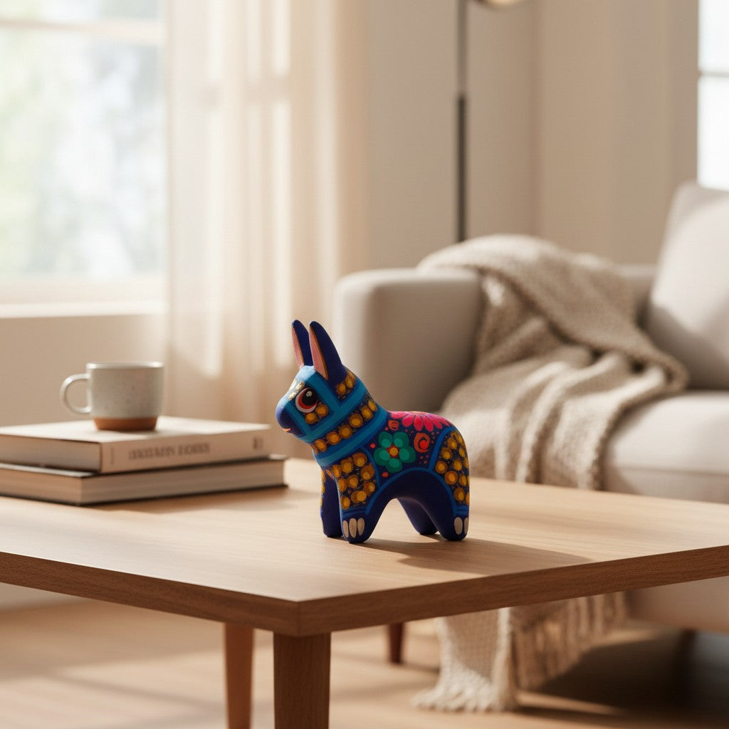Alebrije Donkey Figurine | Hand-Painted Mexican Folk Art