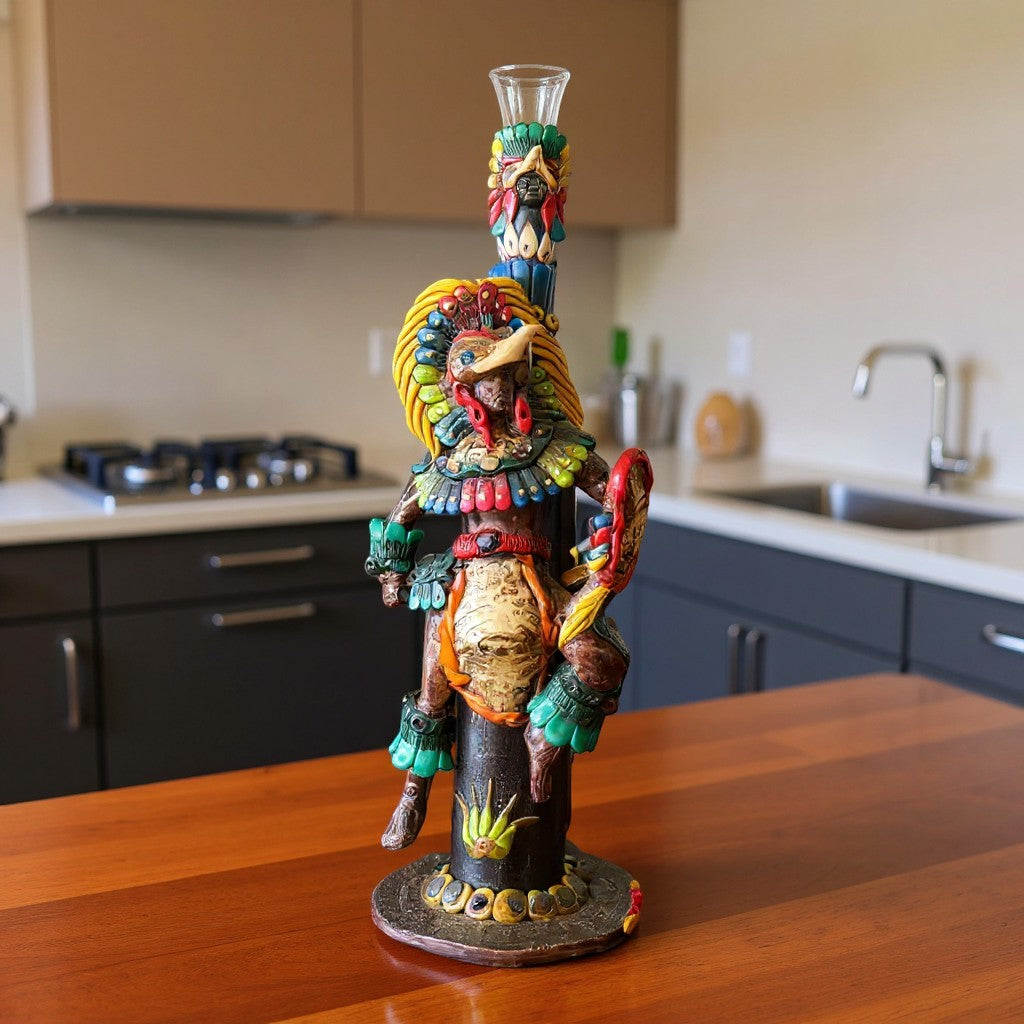 Unique Handmade Aztec Warrior Decanter | Authentic Cultural Artwork