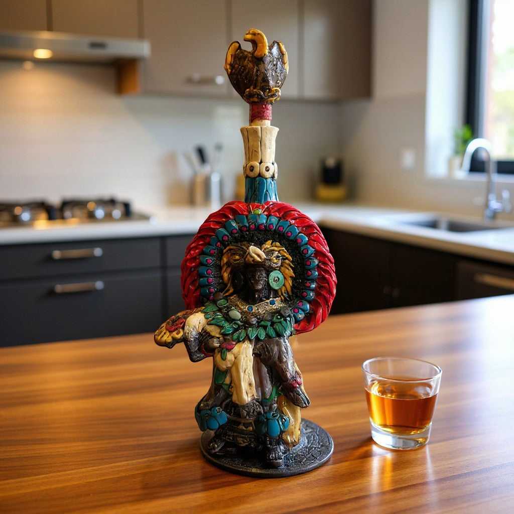 Unique Handmade Aztec Warrior Decanter | Authentic Cultural Artwork