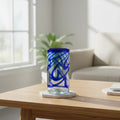 Hand-Blown Mexican Drinking Glass | Blue Swirl Design