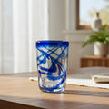 Blue Swirl Hand-Blown Glass | Mexican Drinking Tumbler
